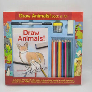 Draw Animals! Book and Full Art Kit by Mud Puddle Inc. NIB Book Colored Pencils